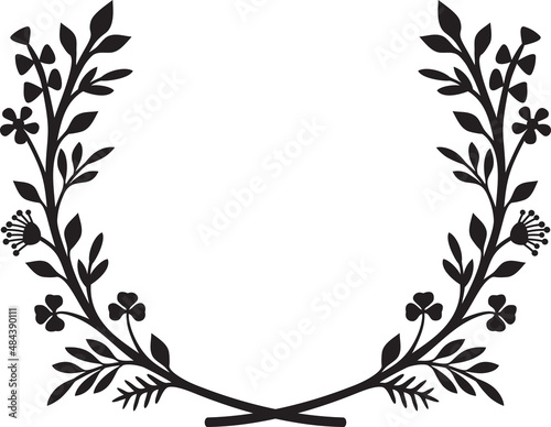 Floral wreath (flowers and plants, monogram design frame)