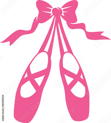 Pink Ballet Shoes With Bow Vector Illustration