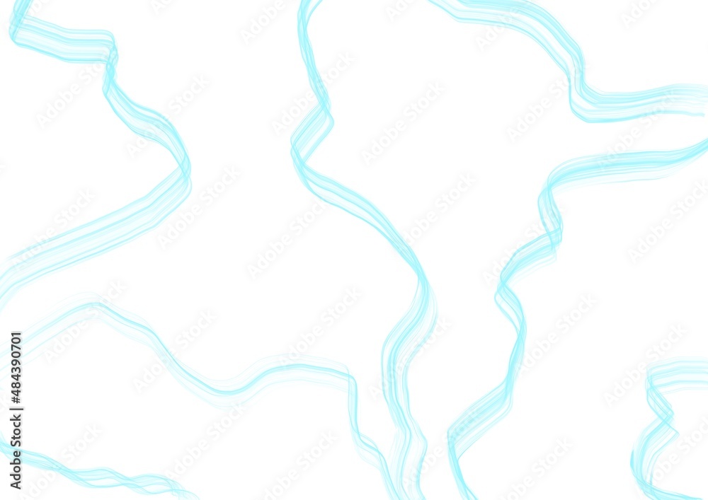 Abstract art white color background with wavy blue lines. Backdrop with curve fluid sky striped ornate.