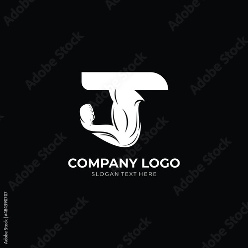 Letter T Logo With barbell bicep. Fitness Gym logo. Love fitness logo template. fitness vector logo design for gym and fitness