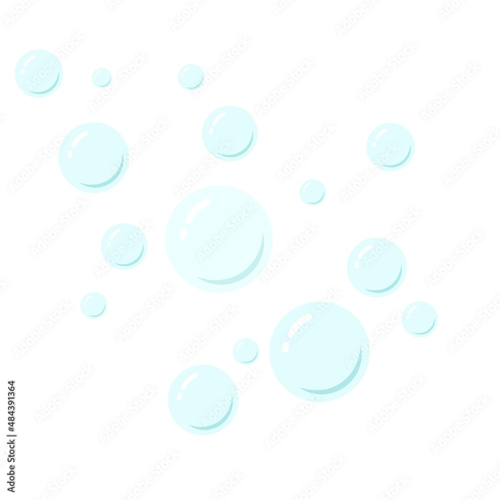 soap bulbs for children's design, blue bubbles with highlights