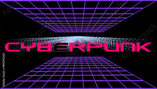 Cyberpunk text effect, editable art game text style. Vector format.