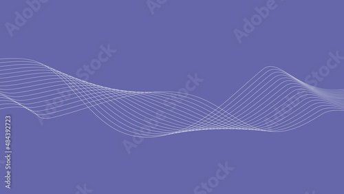 Air wave from thin lines, design element on the background of 2022 year color Very Peri in thin geometry style , vector base for banner