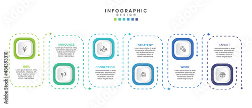 Steps business timeline process infographic template design with icons