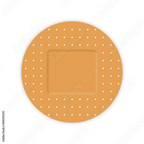 Adhesive Elastic Bandage for First Aid. Circle Medical Band Plaster. Round Sticker Patch Assistance for Protection Wound, Damage. Antibacterial Sticky Bandage. Isolated Vector Illustration