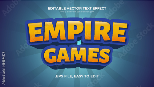 3D Online Game Text Effect. Empire, kingdom, roleplaying Game cover title. Editable text effect