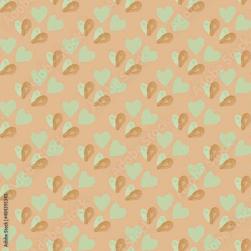 seamless happy valentine day background with green heart shape , greeting card