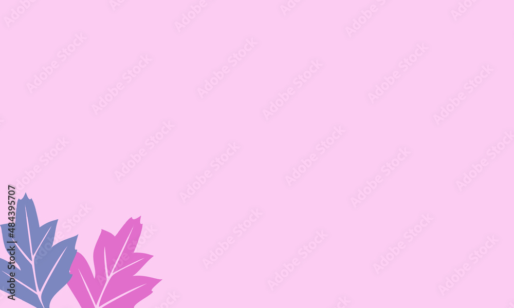 Naklejka premium peach background with leaves in the bottom corner