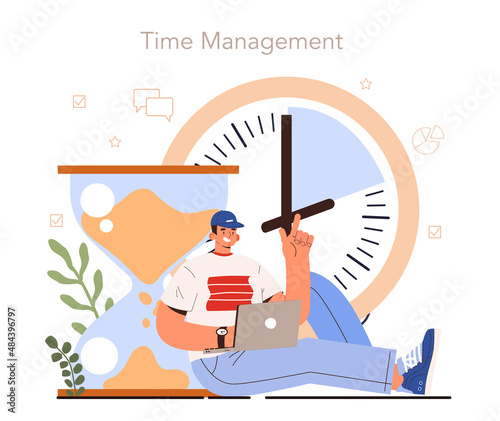 Soft skills concept. Business people or employee with time management