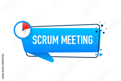 Flat icon with scrum meeting. Project development illustration. Vector icon