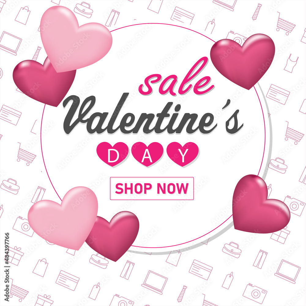Romantic hearts frame for valentine's day with text space