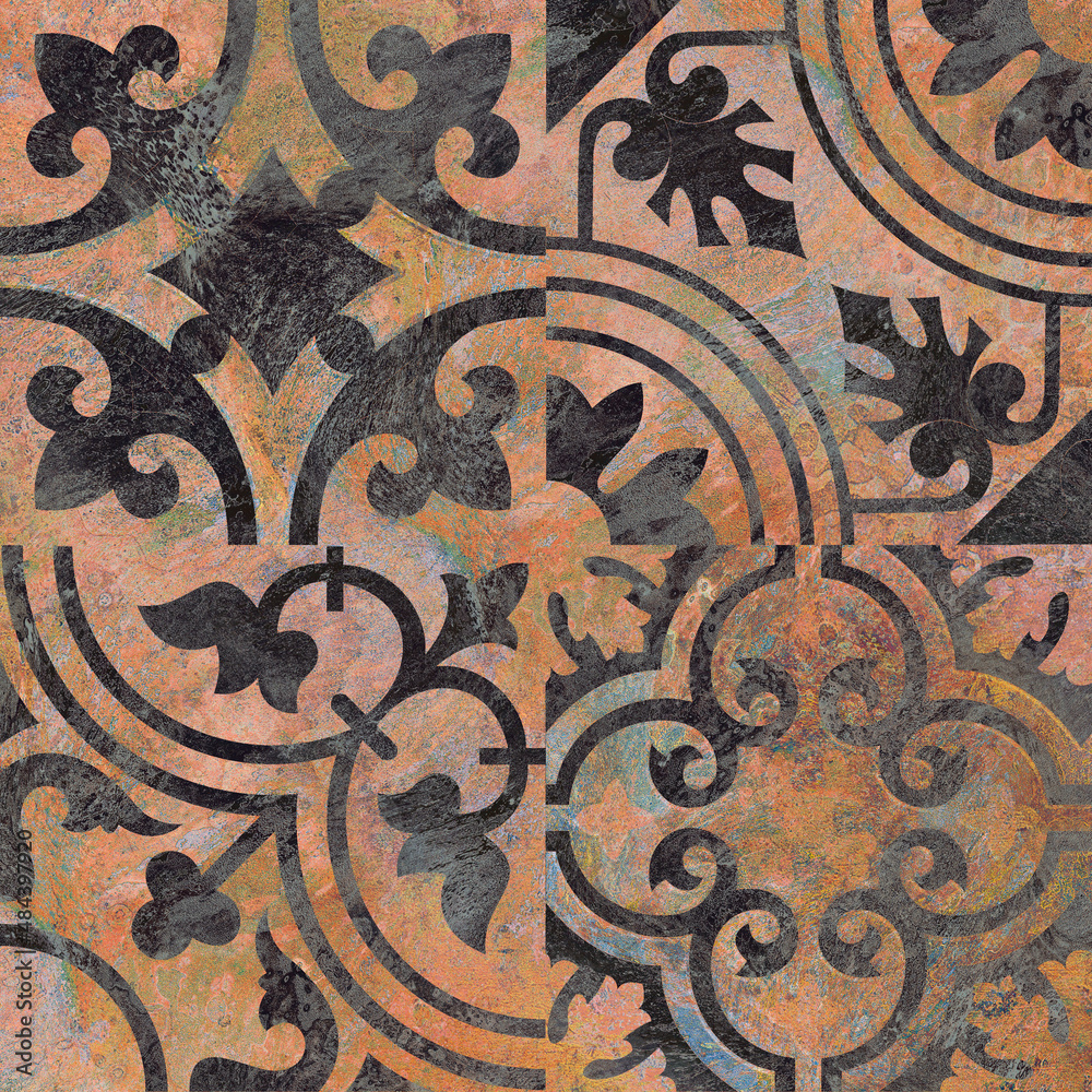 Fototapeta premium Multicolor digital wall tiles design for interior abstract home decor used ceramic digital wall tile background texture.