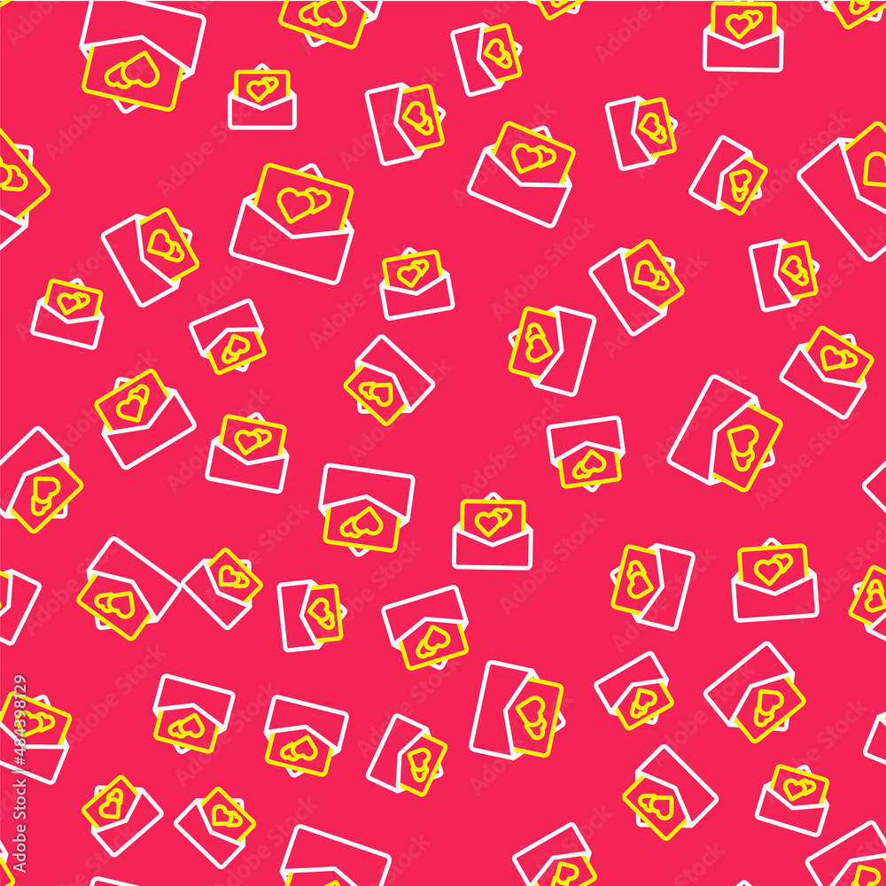 Line Greeting card icon isolated seamless pattern on red background. Celebration poster template for invitation or greeting card. Vector Line Greeting card icon isolated seamless pattern on red background. Celebration poster template for invitation or greeting card. Vector