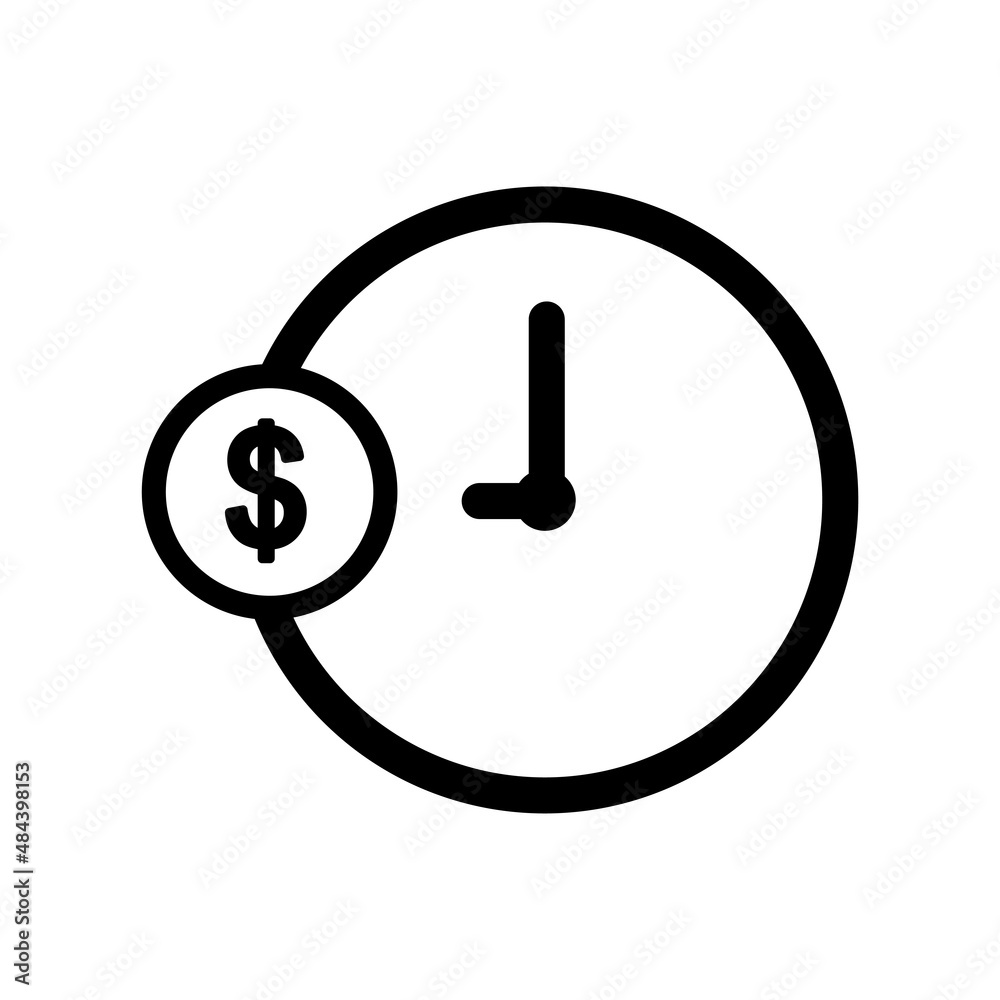 Clock line icon with dollar. business icon. Suitable for business target symbols. simple design editable. Design template vector Clock line icon with dollar. business icon. Suitable for business target symbols. simple design editable. Design template vector