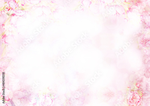 Floral, pink, bokeh background. Abstract pink background. Illustration.