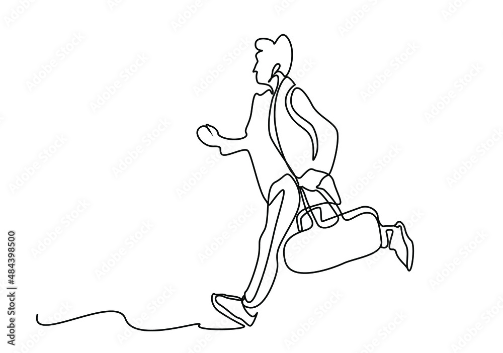 business person running with a briefcase is running late