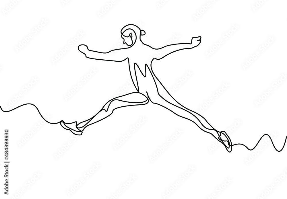 woman jumping away drawing style concept woman jumping away drawing style concept