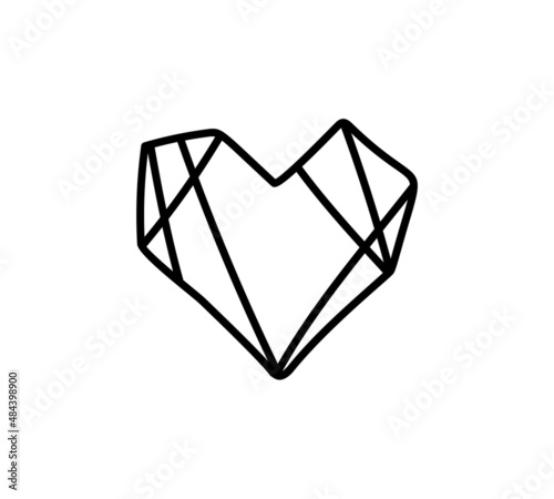 Vector Heart icon in Polygon style. Geometric monoline love Logo. Illustration Design for greeting card, business card and wedding or valentines day