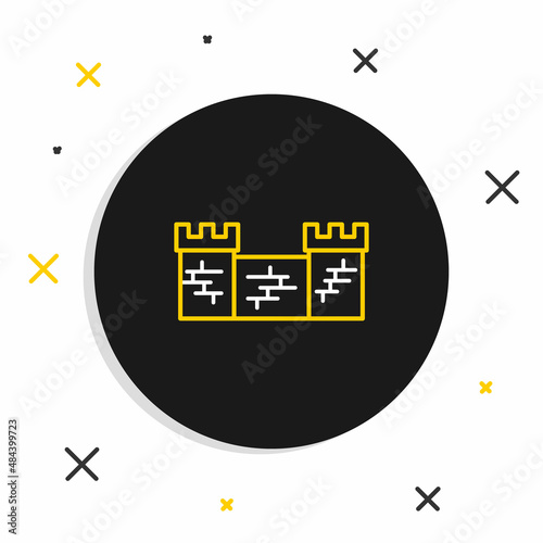 Line Great wall of China icon isolated on white background. Colorful outline concept. Vector