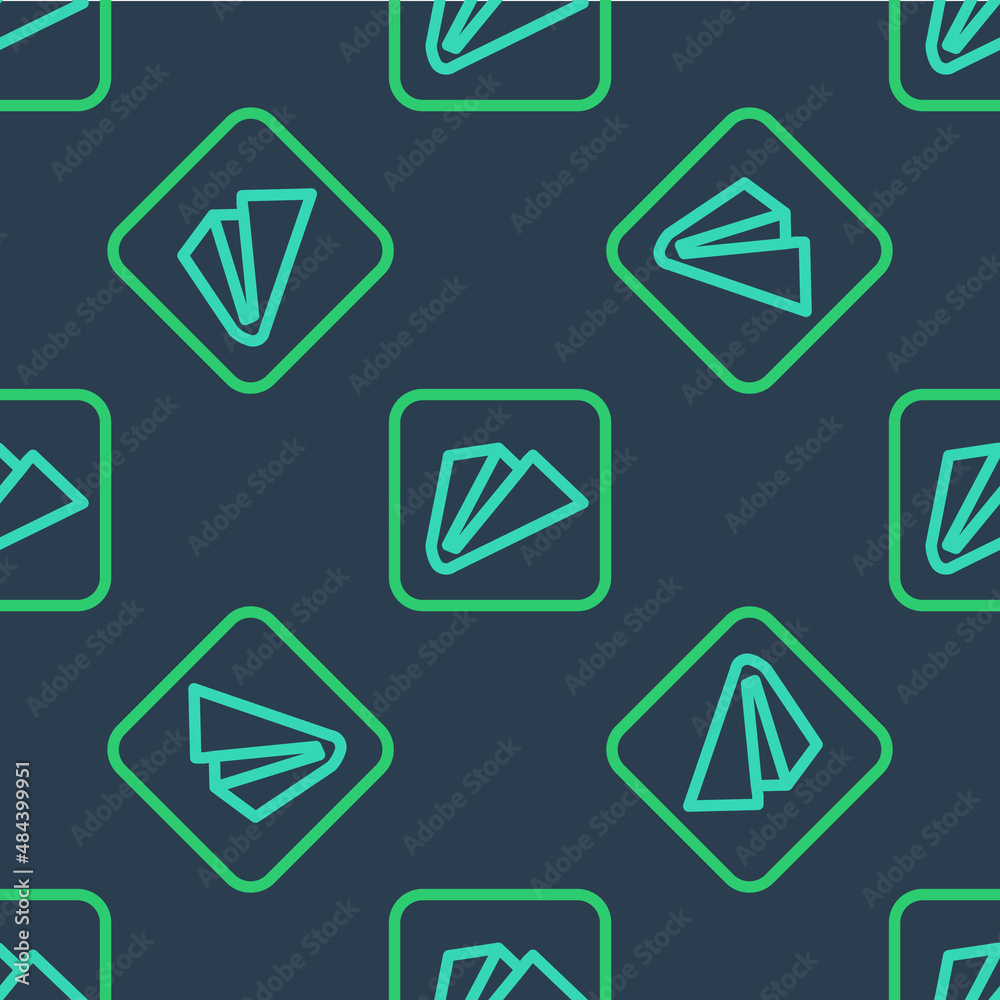 Line Paper airplane icon isolated seamless pattern on blue background. Vector Line Paper airplane icon isolated seamless pattern on blue background. Vector