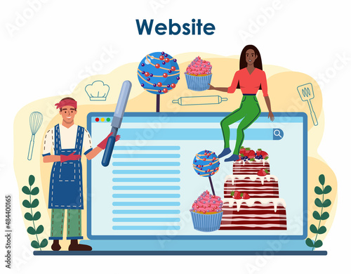 Confectioner online service or platform. Professional confectioner chef