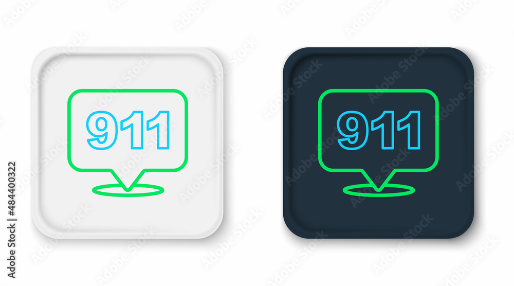 Line Telephone with emergency call 911 icon isolated on white background. Police, ambulance, fire department, call, phone. Colorful outline concept. Vector Line Telephone with emergency call 911 icon isolated on white background. Police, ambulance, fire department, call, phone. Colorful outline concept. Vector