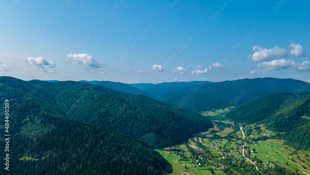 Naklejka premium Mountains forest from a height landscape