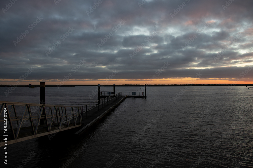 A Pontoon on the River Crouch at Burnham-on-Crouch, Essex at Sunset