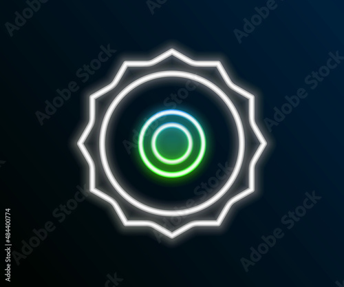 Glowing neon line Circular saw blade icon isolated on black background. Saw wheel. Colorful outline concept. Vector