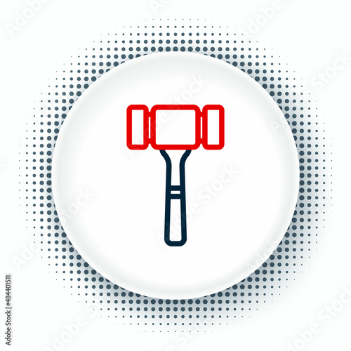 Line Auction hammer icon isolated on white background. Gavel - hammer of judge or auctioneer. Bidding process, deal done. Auction bidding. Colorful outline concept. Vector