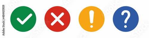 Check and cross, question mark vector illustration icon