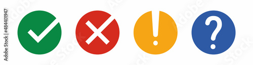 Check and cross, question mark vector illustration icon