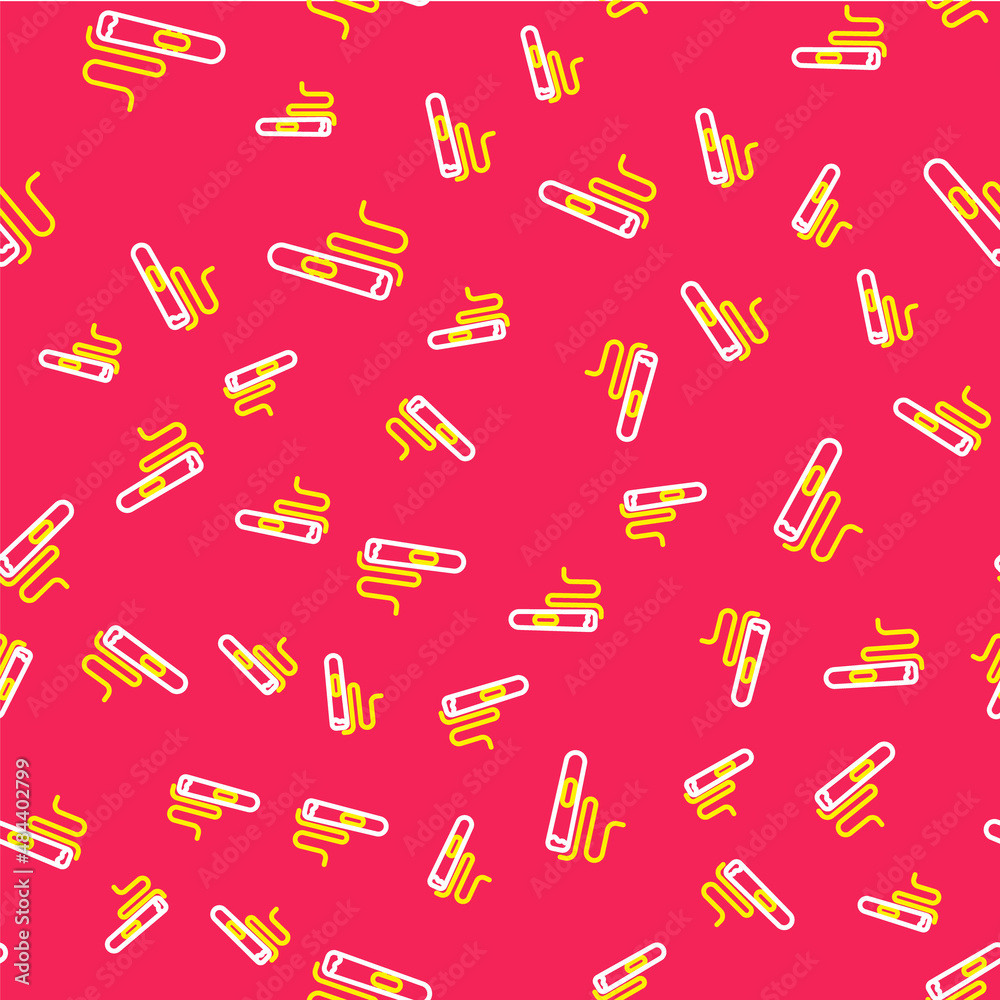 Line Cigar icon isolated seamless pattern on red background. Vector Line Cigar icon isolated seamless pattern on red background. Vector