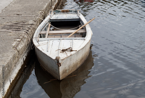 wooden boat in  oasy massaciuccoli lake in tuscany photo