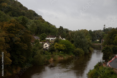 Houses on the banks of the River Severn at Ironbridge  Shropshire