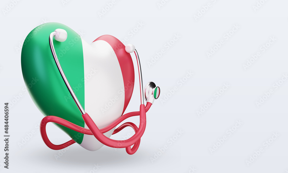 3d world health day Italy flag rendering left view Stock Illustration