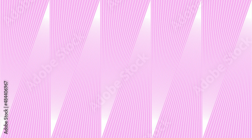 White-pink graphic wallpaper. The background consists of triangular segments with a linear texture. The segments are directed up and down alternately. The effect of weaving and a light lace patter.
