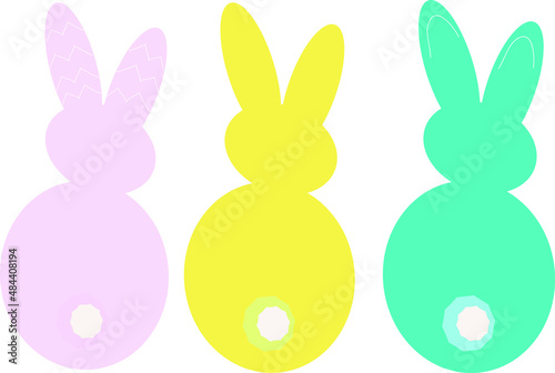 Three Easter bunnies on the white background