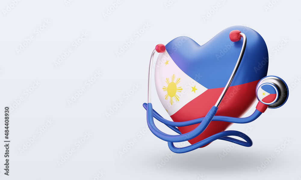 3d world health day Philippines flag rendering right view Stock
