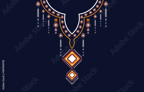Textile Fabric neck design,oriental pattern traditional ,Geometric oriental pattern design for fashion women clothing