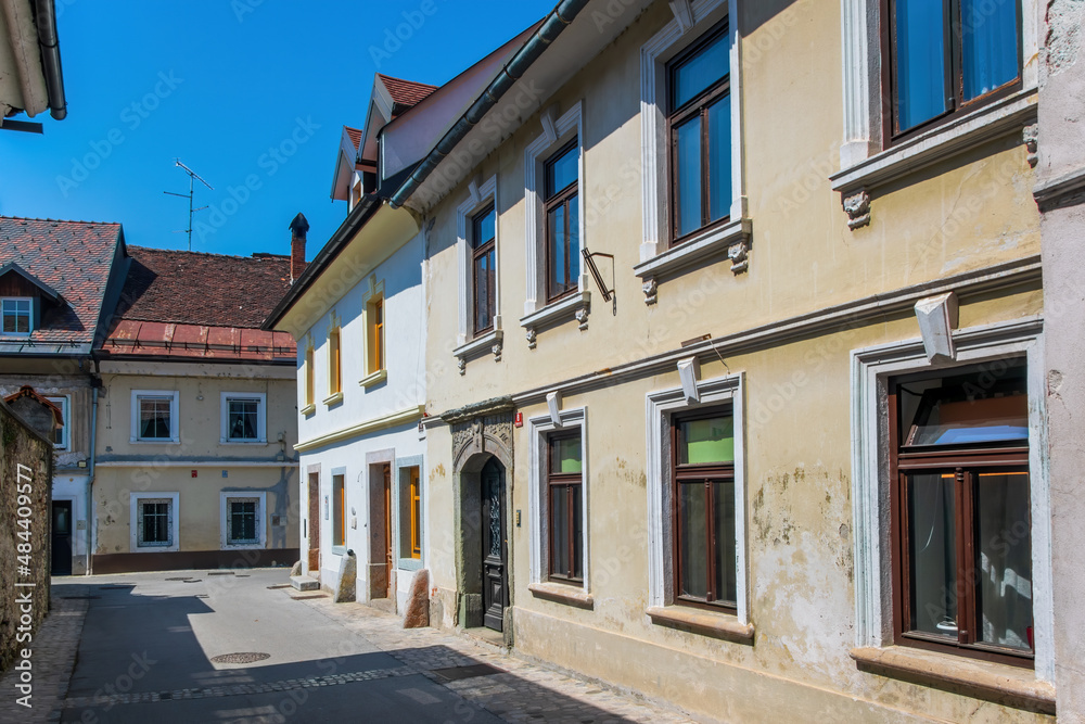 Scenic view of Jenkova street of medieval town of Kranj, Slovenia