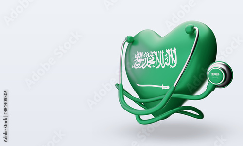 3d world health day Saudi Arabia flag rendering right view