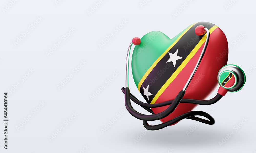 3d world health day St Kitts and Nevis flag rendering right view 3d world health day St Kitts and Nevis flag rendering right view