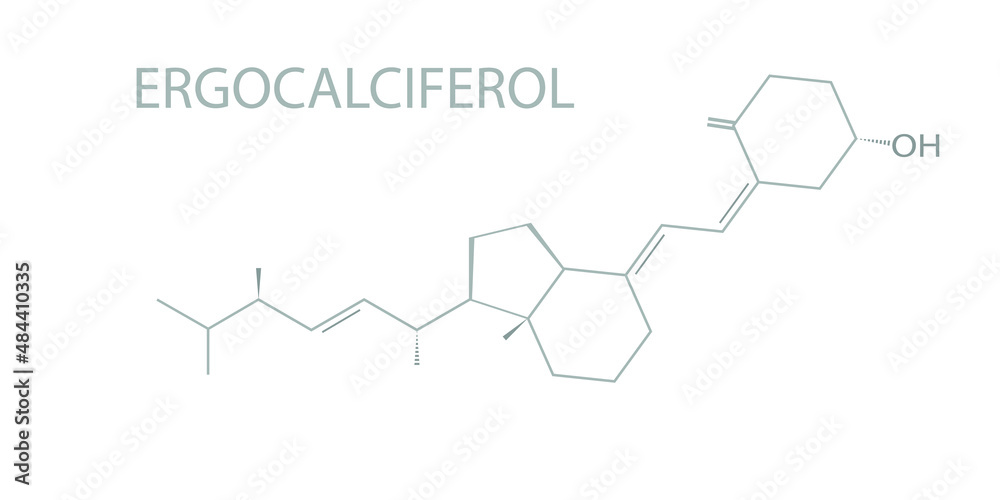 Ergocalciferol molecular skeletal chemical formula.
Ergocalciferol molecular skeletal chemical formula.