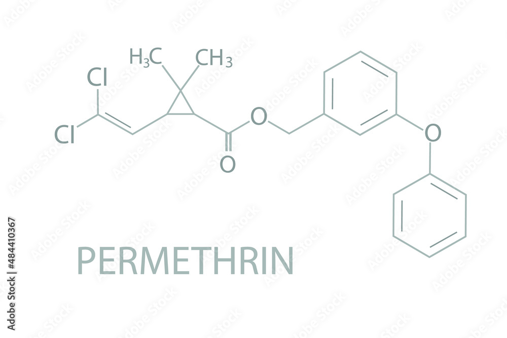 Permethrin molecular skeletal chemical formula.	
