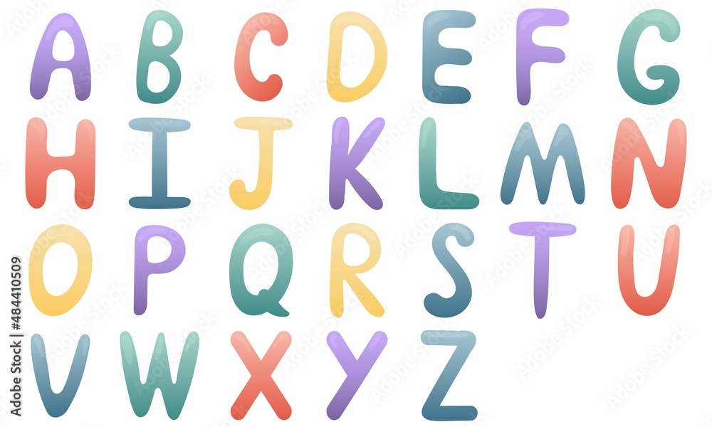 All letters of the alphabet on a white background, educational card. English vocabulary and alphabet, vector for children, learning aid in kindergarten and school All letters of the alphabet on a white background, educational card. English vocabulary and alphabet, vector for children, learning aid in kindergarten and school