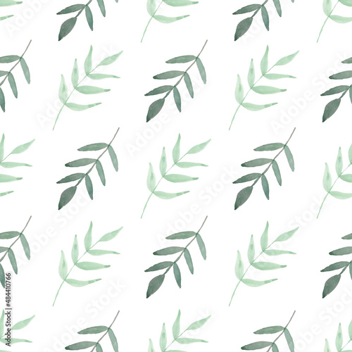 Fototapeta Naklejka Na Ścianę i Meble -  Watercolor leaf seamless pattern