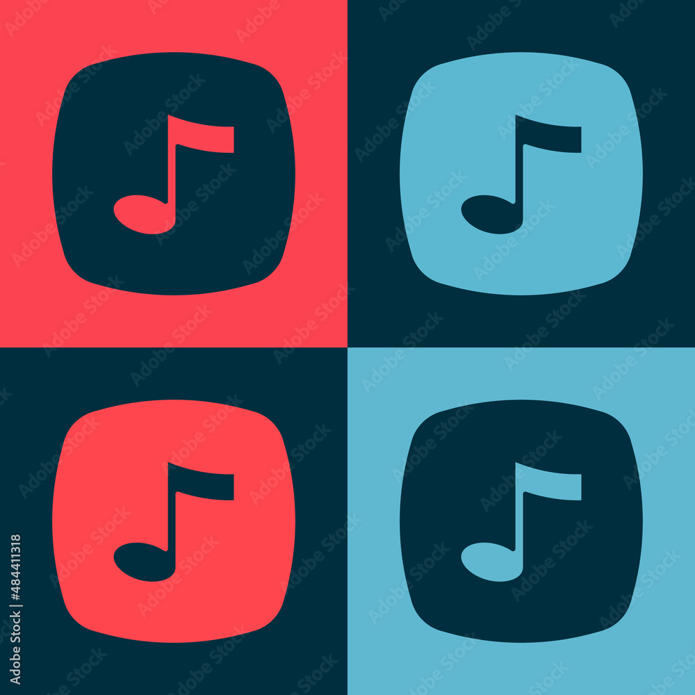 Pop art Music note, tone icon isolated on color background. Vector Pop art Music note, tone icon isolated on color background. Vector