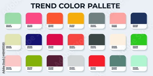 Color Pantone. Trend Colour Guide Palette Catalog Samples in RGB HEX. Neomorphism Vector. color palette for fashion designers, business, and paints colors company