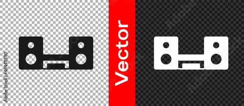Black Home stereo with two speakers icon isolated on transparent background. Music system. Vector